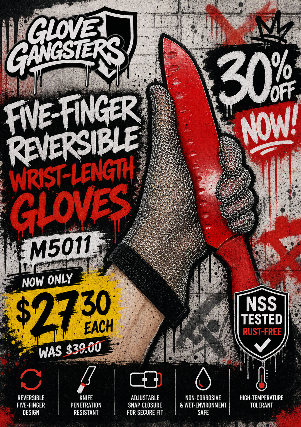 Steel Mesh Glove - Black