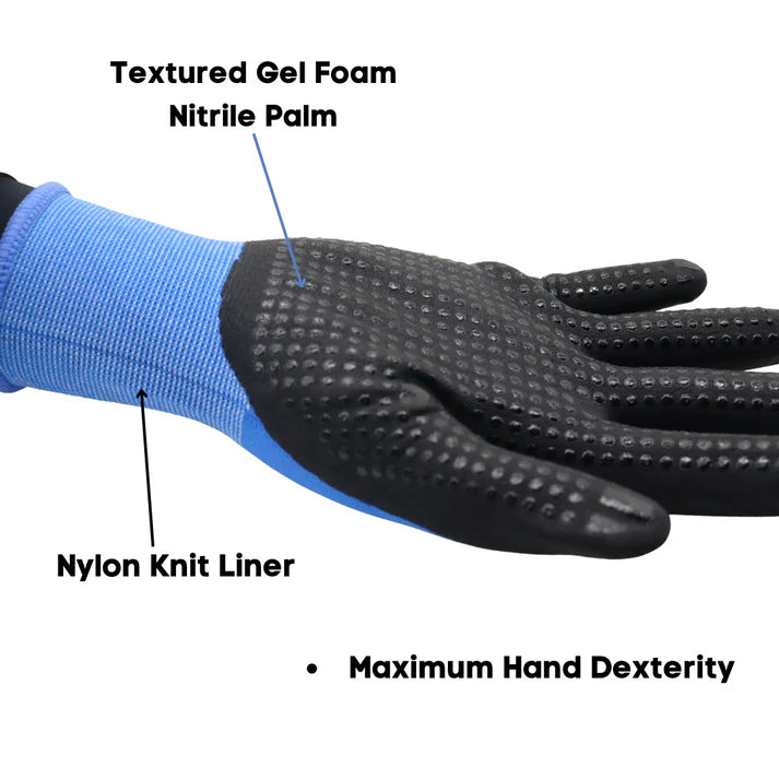 PowerTouch TA306 Nitrile Grip Gloves – 13 Gauge Knit, PVC Dots