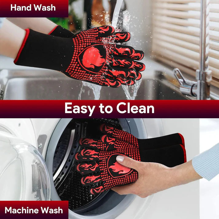 BBQ Gloves, Heat Resistant Oven Mitts Grilling Gloves