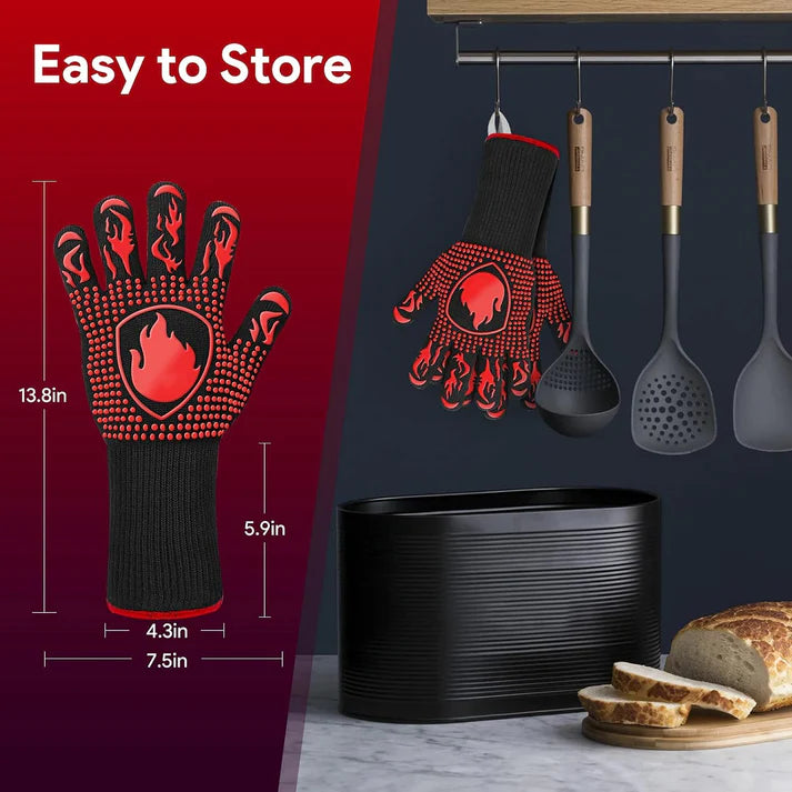 BBQ Gloves, Heat Resistant Oven Mitts Grilling Gloves