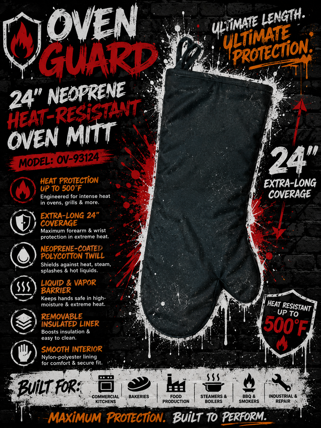 OvenGuard® 24" Neoprene Heat-Resistant Oven Mitt