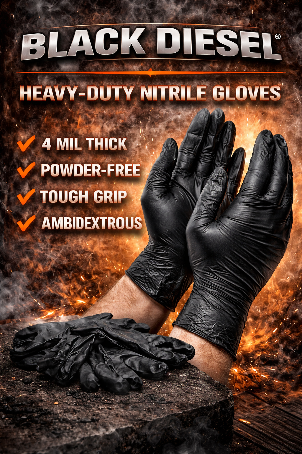 The Black Diesel® Nitrile Disposable Glove Powder Free