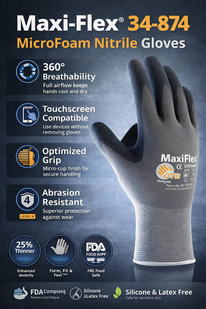 Maxi-Flex® 34-874 MicroFoam Nitrile Gloves