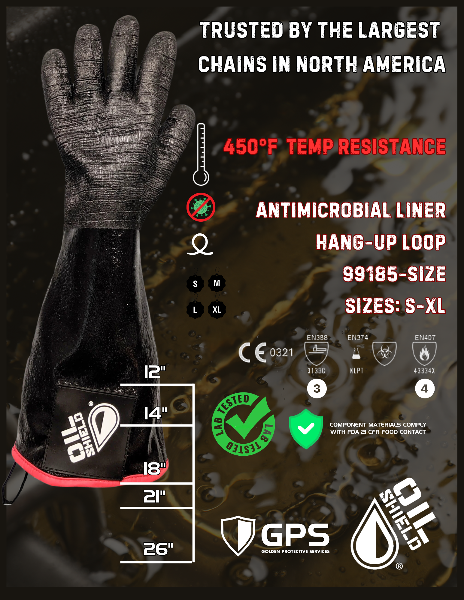 Oil Shield®, 18" High Temp Insulated Neoprene Gloves