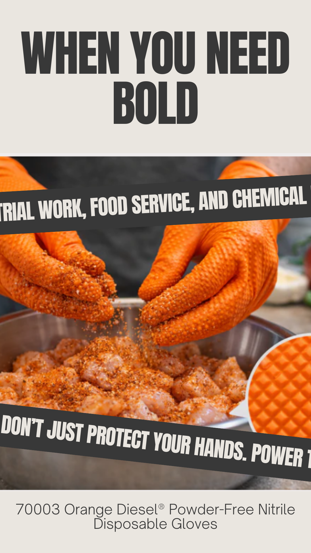 The Orange Diesel®, Powder Free Nitrile Disposable Gloves, 6 Mil