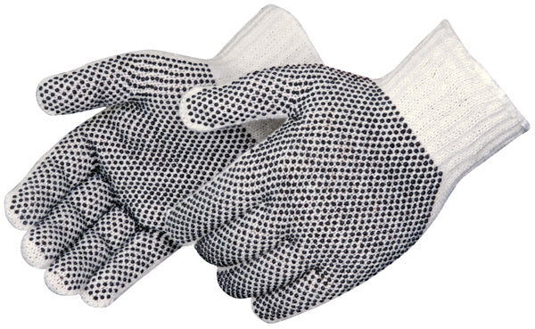 Cotton String Knit Glove, Two Sided PVC Dots, Standard Weight
