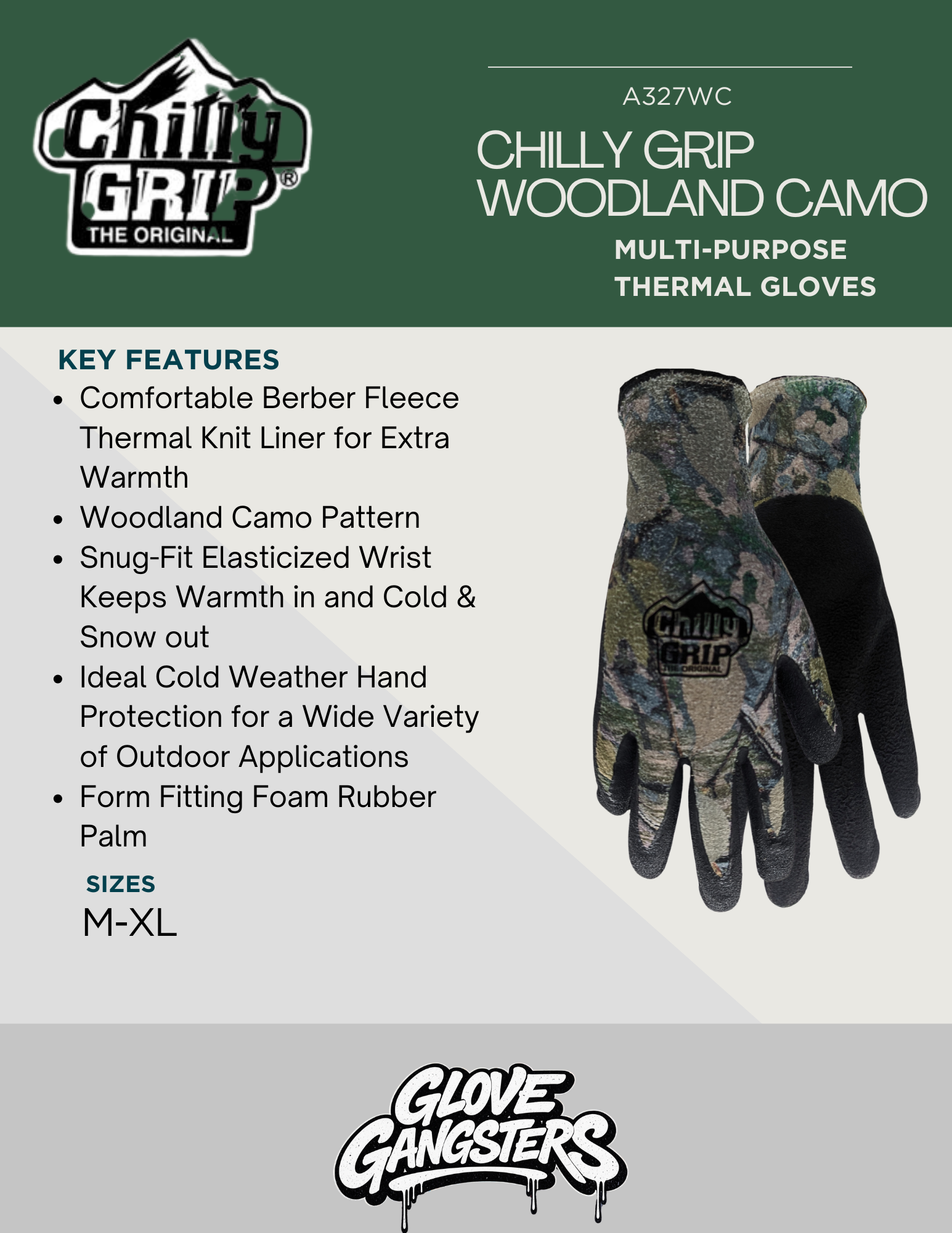 Chilly Grip Woodland Camo Thermal Multi-Purpose Gloves